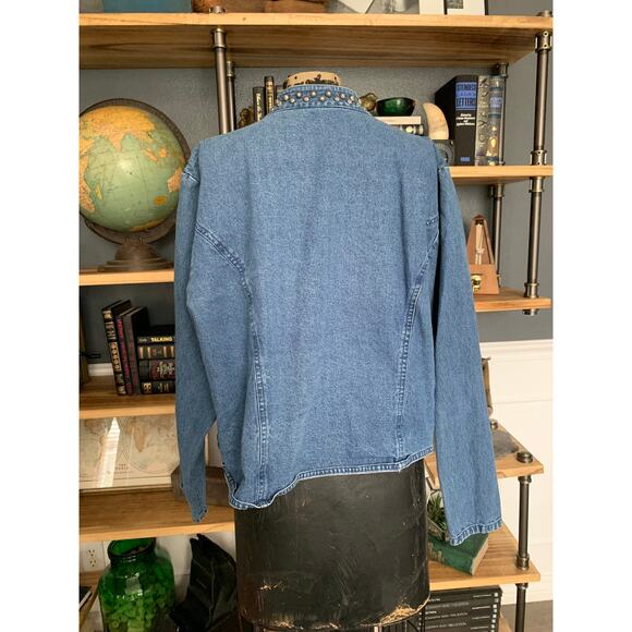 Jean Top, by Stonebridge, Blue, Size 20W, Many Buttons, Mandarin Collar, Western - Picture 4 of 9